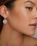 Floral Drop Earrings with Aquamarine and Diamonds