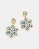 Yellow and White Gold Floral Earring with Aquamarine and Diamonds
