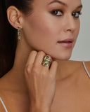 Asymmetrical Earrings with Green Tourmaline and Diamonds