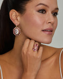 Pear Shape Pink Tourmaline and Diamond Mirrored Ring