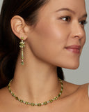 Long Floral Earrings with Green Tourmaline and Diamonds
