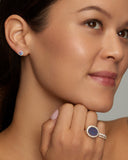 Opal Studs with Diamond Edge
