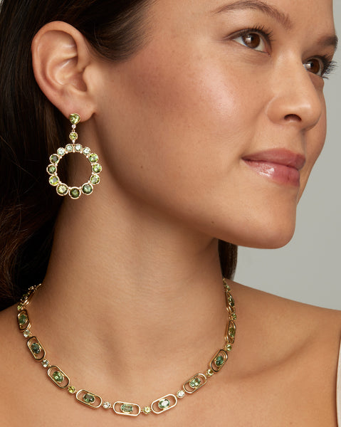 Ombré Circular Earrings with Green Tourmaline and Diamonds
