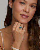 Emerald Cut London Blue Topaz Ring with Diamonds