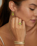 Diamond Edged Emerald Cut Peridot Ring