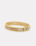 Yellow and White Gold Diamond Bracelet with Beaded Edge