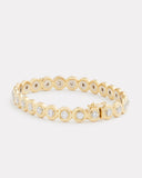 Yellow and White Gold Round Edge Hinged Diamond Bangle