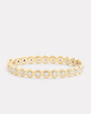 Yellow and White Gold Round Edge Hinged Diamond Bangle