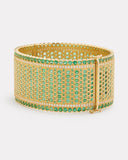 Woven Bangle with Emeralds and Diamonds