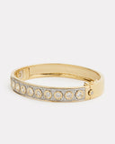 Yellow and White Gold Hinged Bangle with Bezel Set Diamonds and Pave Diamonds