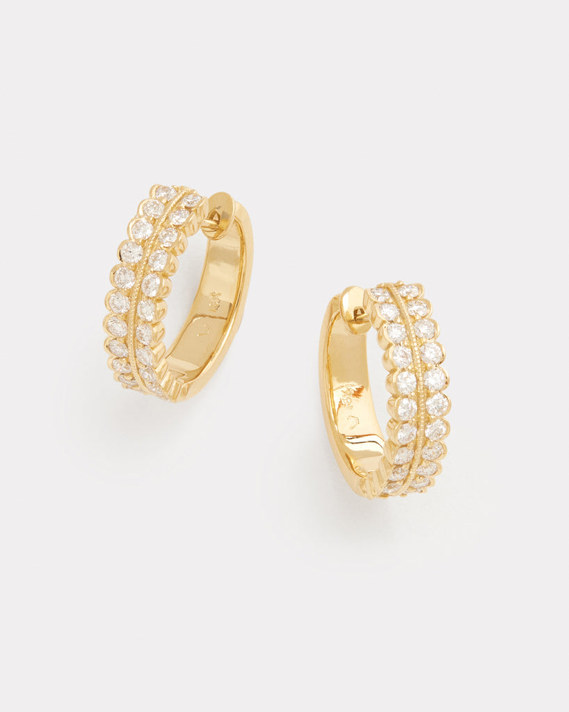 Double Row Scalloped Edge Diamond Hoops