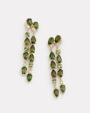 Asymmetrical Earrings with Green Tourmaline and Diamonds