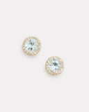 Aquamarine Studs with Diamond Edge
