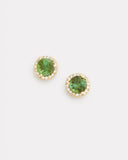 Green Tourmaline Studs with Diamond Edge