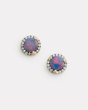 Opal Studs with Blackened Diamond Edge