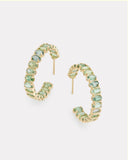 Hoops with Oval Shaped Light Green Tourmaline