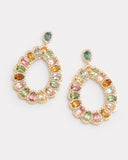 Diamond Detailed Pear Shape Earring with Multicolor Tourmaline