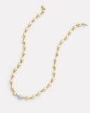 Yellow Gold Oval Beaded Necklace with White Gold Pave Bead
