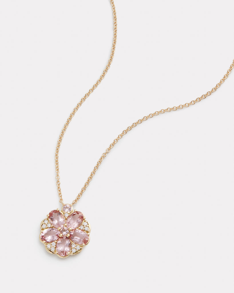 Floral Necklace with Morganite, Pink Tourmaline, and Diamonds