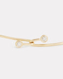 Yellow and White Gold Round Edge Diamond Drop Necklace