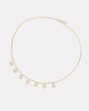 Yellow and White Gold Round Edge Diamond Drop Necklace