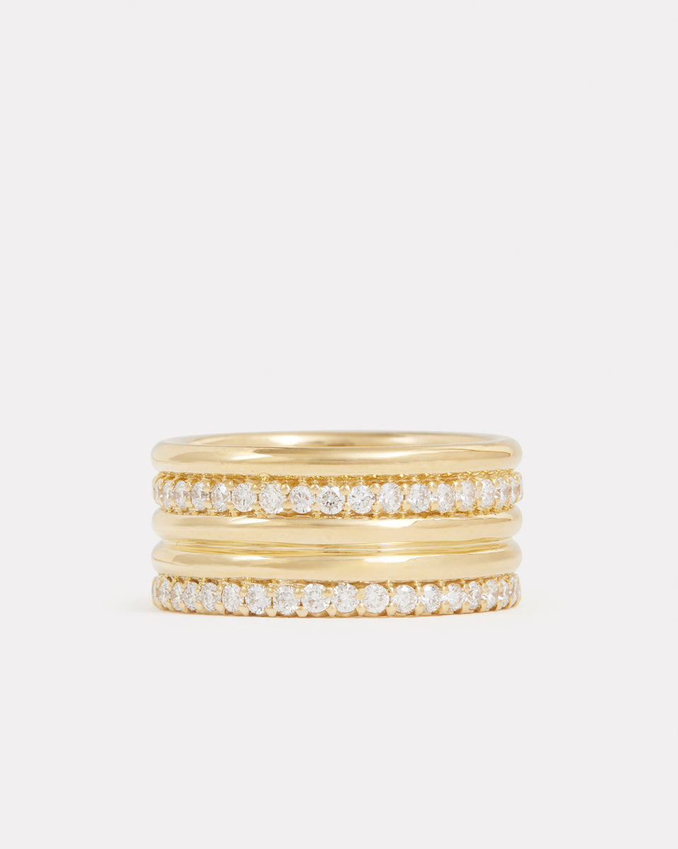 Five Row Band with Diamonds