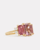 Emerald Cut Ring with Pink Tourmaline and Diamonds