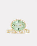 Elevated Oval Ring with Green Tourmaline and Diamonds
