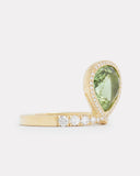 Elevated Pear Shape Ring with Green Tourmaline and Diamonds