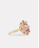 Floral Ring with Pink Tourmaline, Citrine, and Diamonds