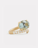 Script Ring with Light Green Tourmaline Oval and Diamonds