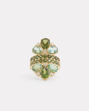 Pear Shape Green Tourmaline and Diamond Mirrored Ring