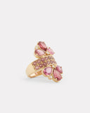 Pear Shape Pink Tourmaline and Diamond Mirrored Ring