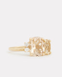 Tourmaline Cushion and Yellow Beryl Oval Ring with Diamonds