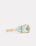 Oval and Trillion Ring with Aquamarine and Diamonds