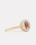Pink Tourmaline Oval Ring with Diamonds