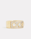 Yellow and White Gold Band with Bezel Set Diamonds and Pave Diamonds