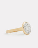 Yellow and White Gold Disc Ring with Scattered Diamonds
