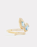 Script Petal Ring with Aquamarine and Diamonds