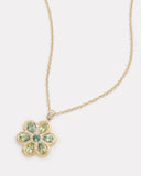 Yellow and White Gold Floral Necklace with Tourmaline and Diamonds