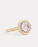 Yellow and White Gold Ring with Oval Shape Morganite and Diamonds
