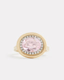 Yellow and White Gold Ring with Oval Shape Morganite and Diamonds