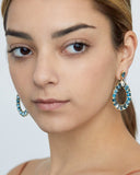 Pear Shape Emerald Cut London Blue Topaz and Diamond Earring