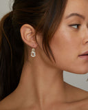 White Topaz and Diamond Emerald Cut Drop Earrings