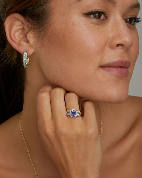 Special aquamarineペンデュラム✨ Dahlia Aquamarine Tanzanite Ring© – Azura New York