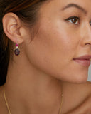 Rubellite, Rhodolite, and Diamond Drop Earrings