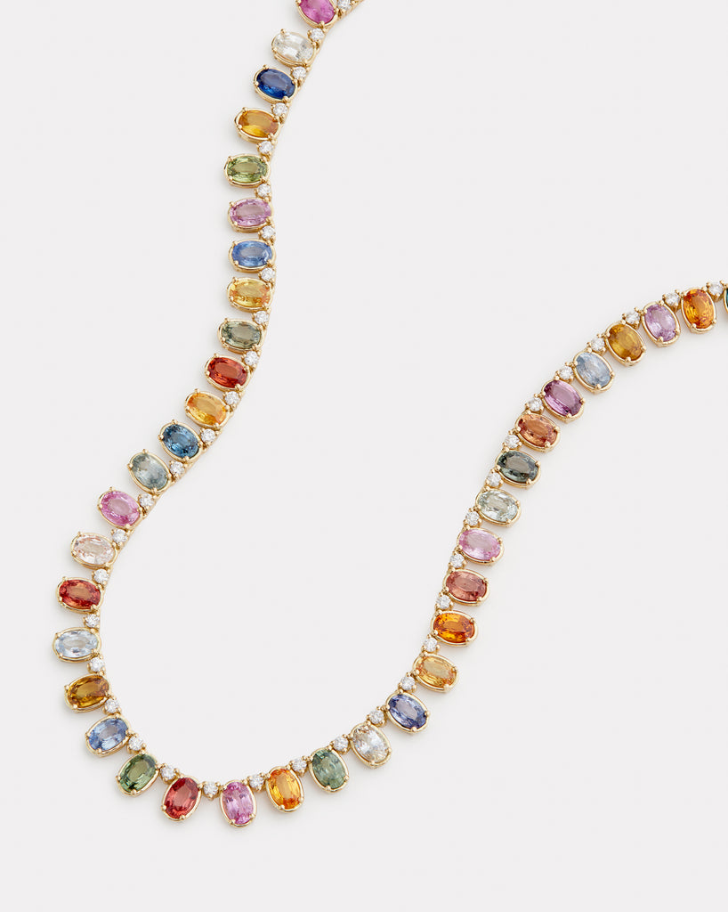 Multicolor Sapphire and Diamond Necklace