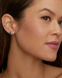 Green Tourmaline, London Blue Topaz, and Diamond Cluster Studs