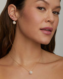 Diamond Edged Pearl Drop Earring