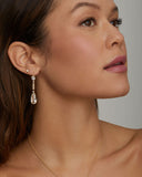 White Topaz, Pearl, and Diamond Drop Earring
